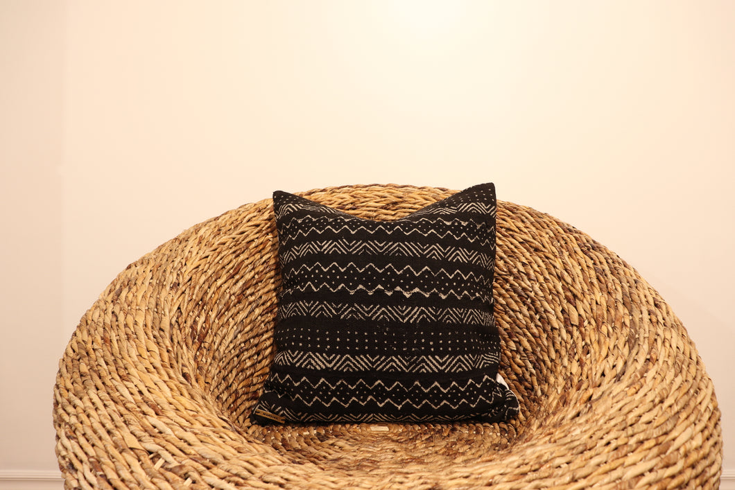 Mudcloth Throw Pillow - Black