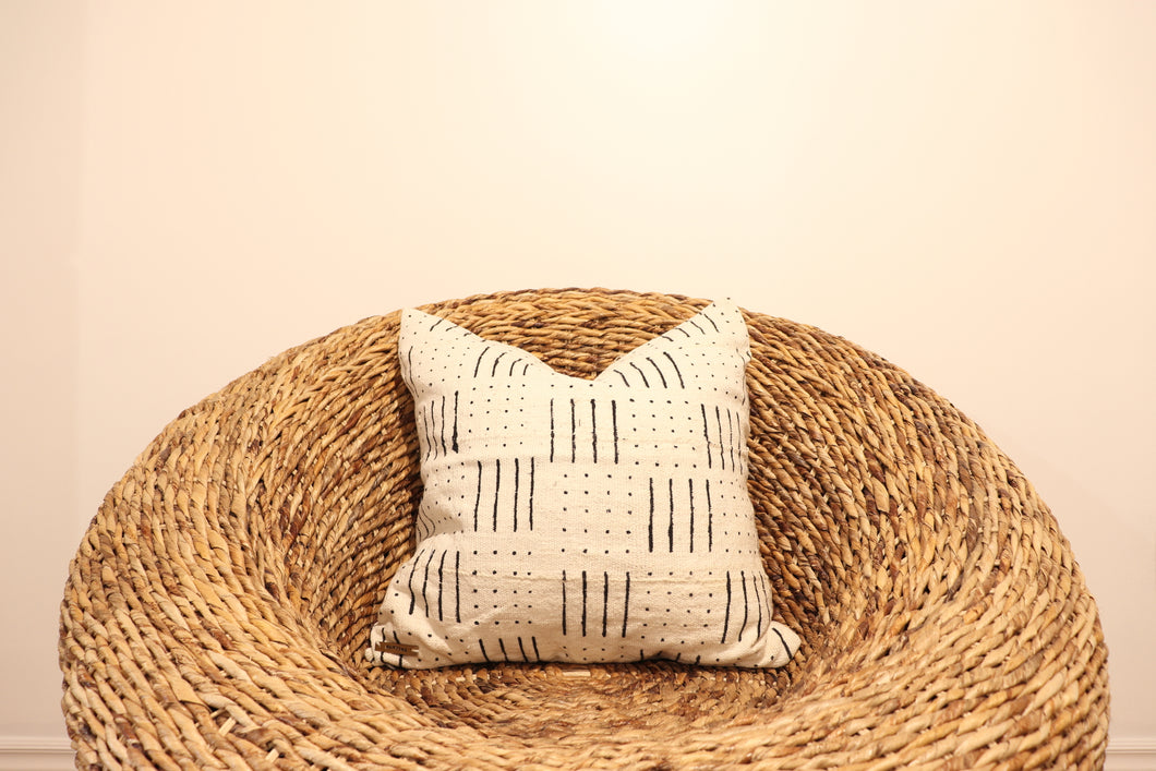 Mudcloth Throw Pillow - White Minimalist